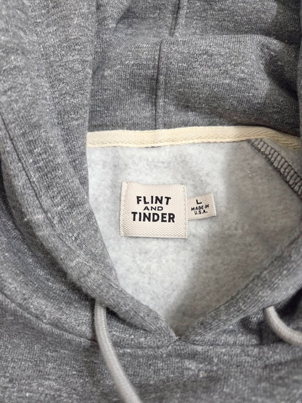 Flint and Tinder Mens 10-Year Pullover Hoodie Large Gray Pocket Drawcord USA - Picture 6 of 11
